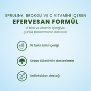 D-Green Bitkisel Efervesan 20 Tablet – Sebze Özleri ve C Vitamini İçeren Takviye Edici Gıda