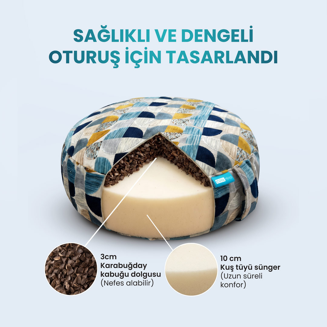 Doğal Karabuğday Kabuğu Dolgulu Meditasyon ve Yoga Minderi – Ortopedik Destekli Oturma Minderi 60 cm (Kopya)