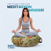 Doğal Karabuğday Kabuğu Dolgulu Meditasyon ve Yoga Minderi – Ortopedik Destekli Oturma Minderi 60 cm