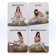 Doğal Karabuğday Kabuğu Dolgulu Meditasyon ve Yoga Minderi – Ortopedik Destekli Oturma Minderi 60 cm