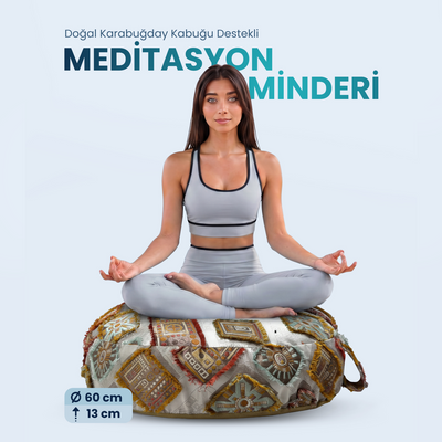 Doğal Karabuğday Kabuğu Dolgulu Meditasyon ve Yoga Minderi – Ortopedik Destekli Oturma Minderi 60 cm (Kopya) (Kopya)