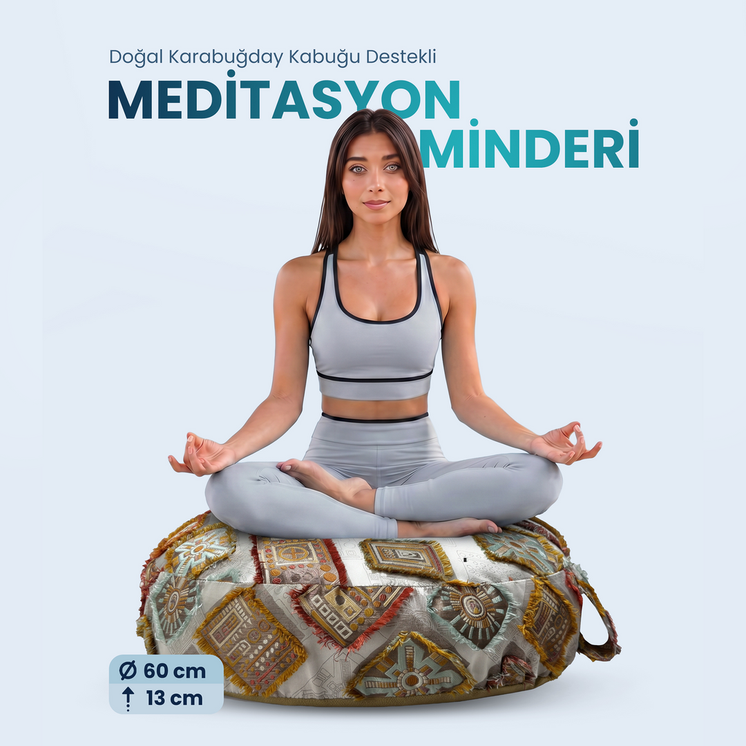 Doğal Karabuğday Kabuğu Dolgulu Meditasyon ve Yoga Minderi – Ortopedik Destekli Oturma Minderi 60 cm (Kopya) (Kopya)