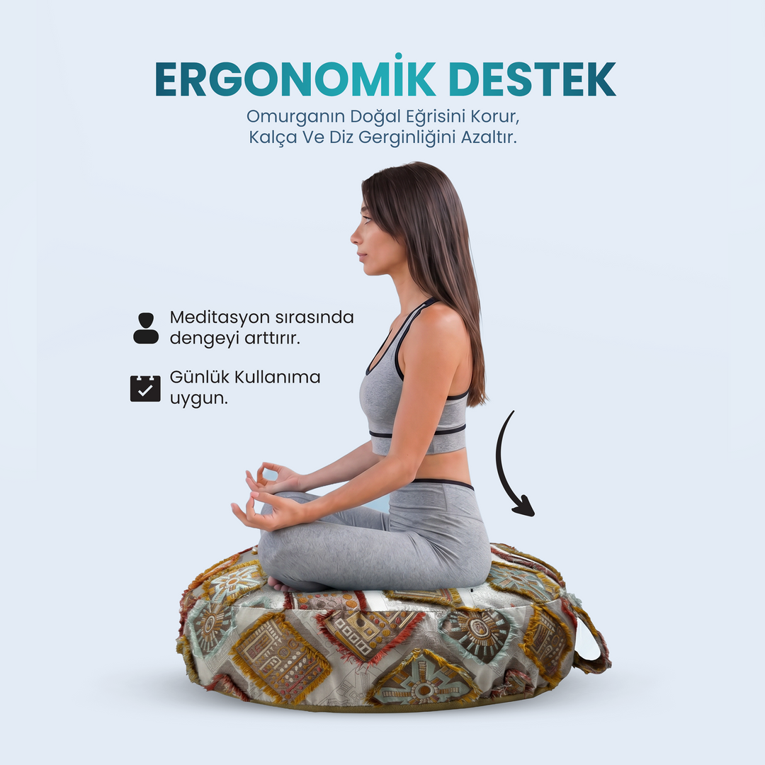 Doğal Karabuğday Kabuğu Dolgulu Meditasyon ve Yoga Minderi – Ortopedik Destekli Oturma Minderi 60 cm (Kopya) (Kopya)