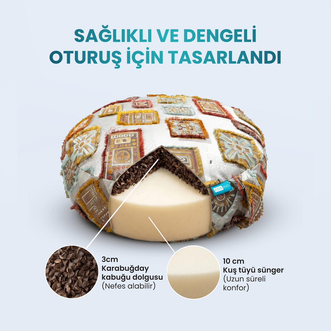 Doğal Karabuğday Kabuğu Dolgulu Meditasyon ve Yoga Minderi – Ortopedik Destekli Oturma Minderi 60 cm (Kopya) (Kopya)