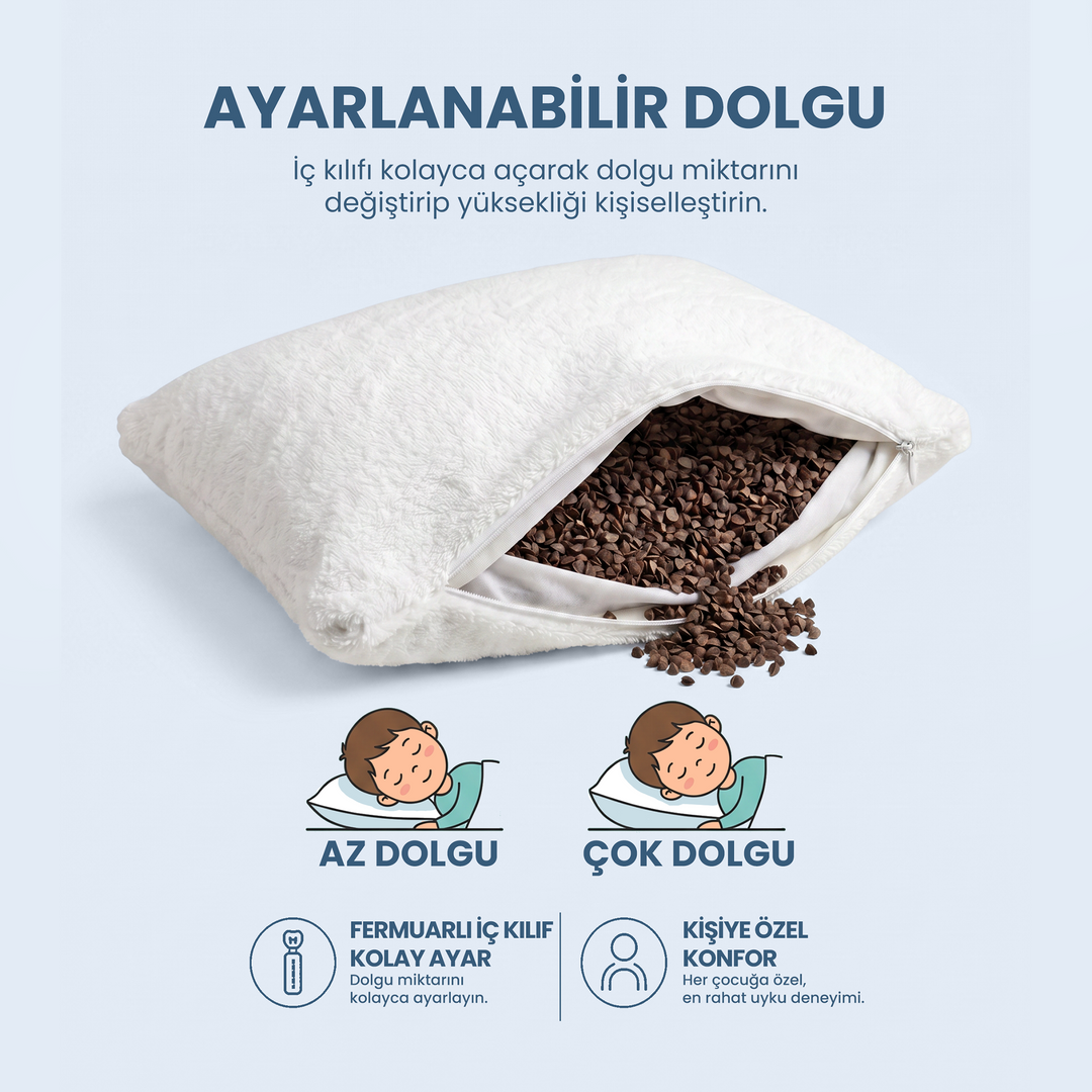 Organik Karabuğday Kabuğu Dolgulu Çocuk Uyku Yastığı (2 Yaş ve Üzeri)