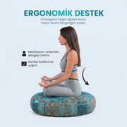 Doğal Karabuğday Kabuğu Dolgulu Meditasyon ve Yoga Minderi – Ortopedik Destekli Oturma Minderi 60 cm