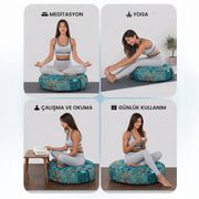 Doğal Karabuğday Kabuğu Dolgulu Meditasyon ve Yoga Minderi – Ortopedik Destekli Oturma Minderi 60 cm