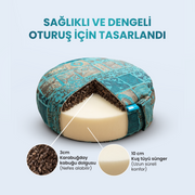 Doğal Karabuğday Kabuğu Dolgulu Meditasyon ve Yoga Minderi – Ortopedik Destekli Oturma Minderi 60 cm