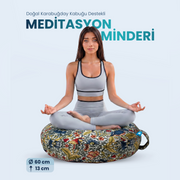 Doğal Karabuğday Kabuğu Dolgulu Meditasyon ve Yoga Minderi – Ortopedik Destekli Oturma Minderi 60 cm
