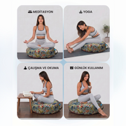 Doğal Karabuğday Kabuğu Dolgulu Meditasyon ve Yoga Minderi – Ortopedik Destekli Oturma Minderi 60 cm