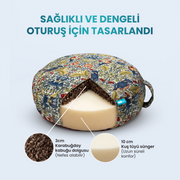 Doğal Karabuğday Kabuğu Dolgulu Meditasyon ve Yoga Minderi – Ortopedik Destekli Oturma Minderi 60 cm