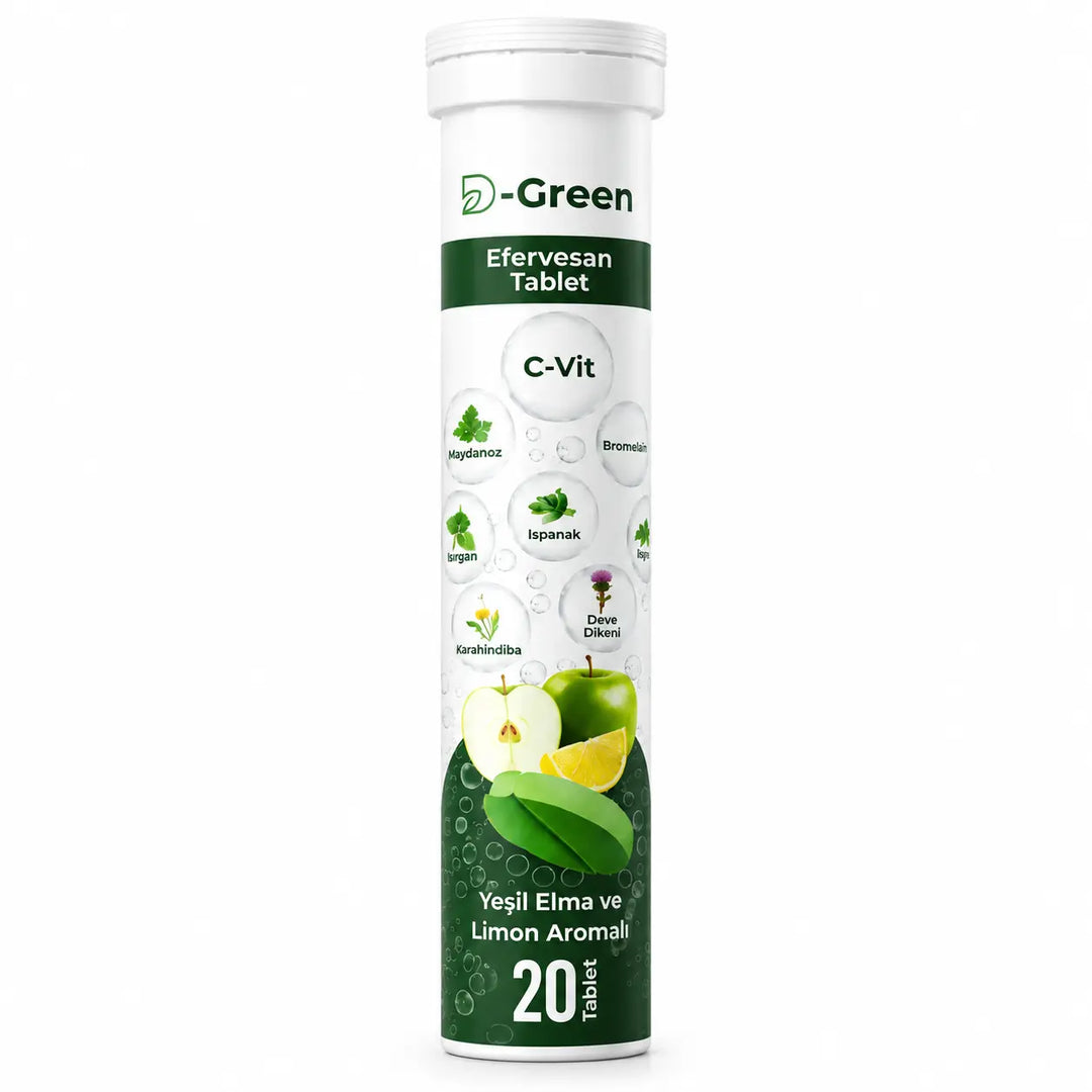 D-Green C Vitamini ve Sebze Özleri İçeren Takviye Edici Gıda – 20 Efervesan Tablet