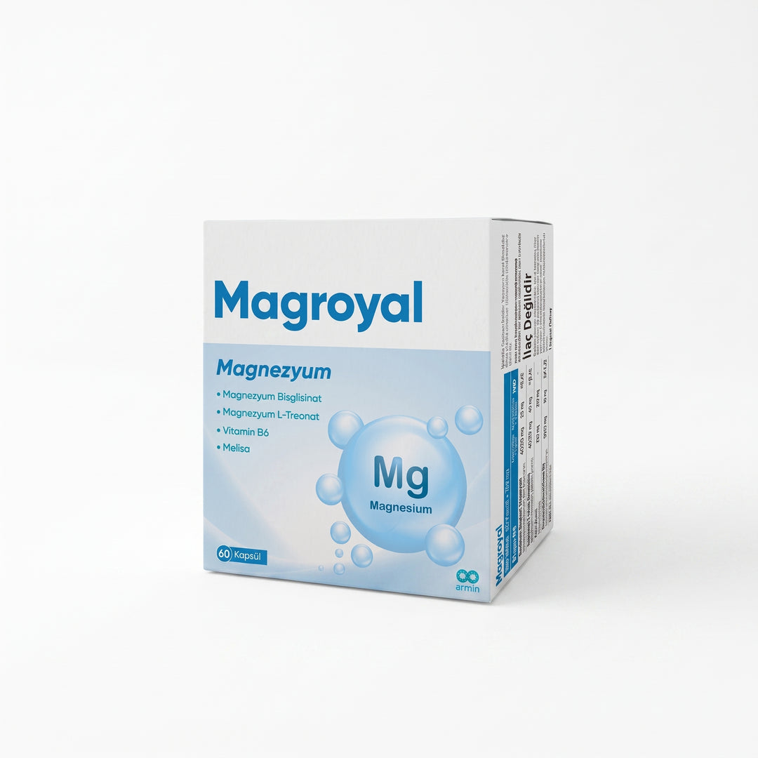 Magroyal Magnezyum (L-Treonate & Bisglisinat) + B6 + Melisa 60 Kapsül