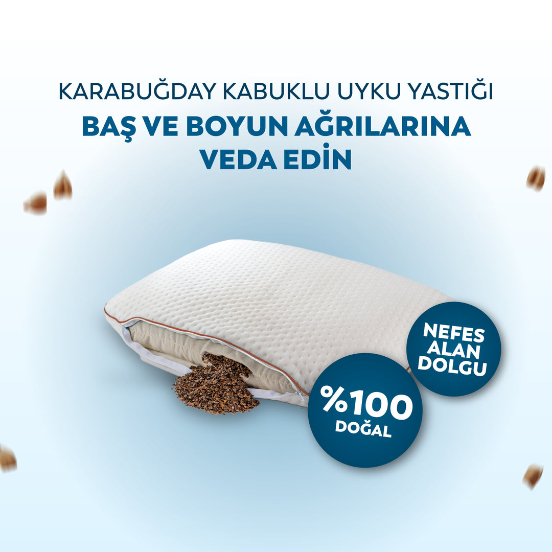 Migren ve Boyun Ağrısı İçin Doğal Yastık – Karabuğday Kabuklu Uyku Yastığı