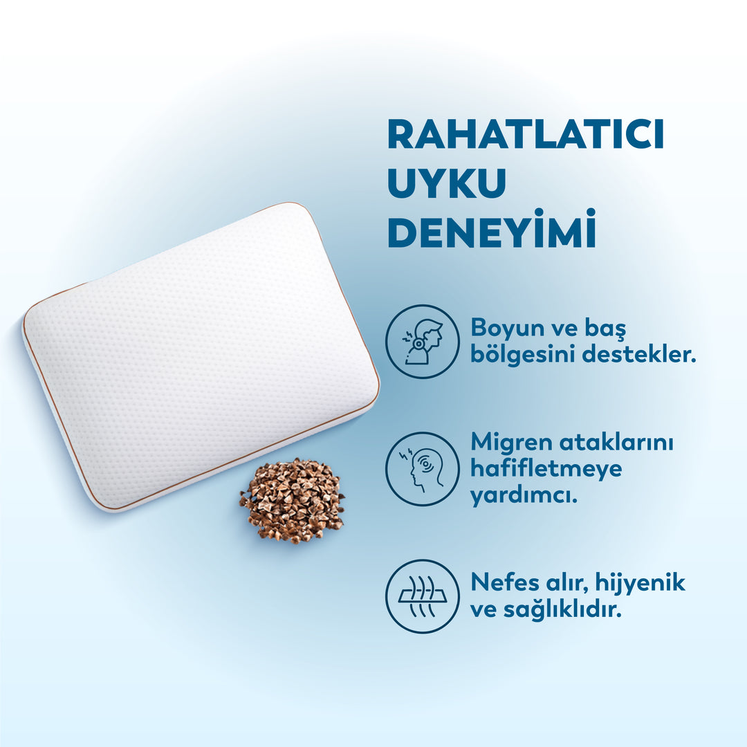 Migren ve Boyun Ağrısı İçin Doğal Yastık – Karabuğday Kabuklu Uyku Yastığı