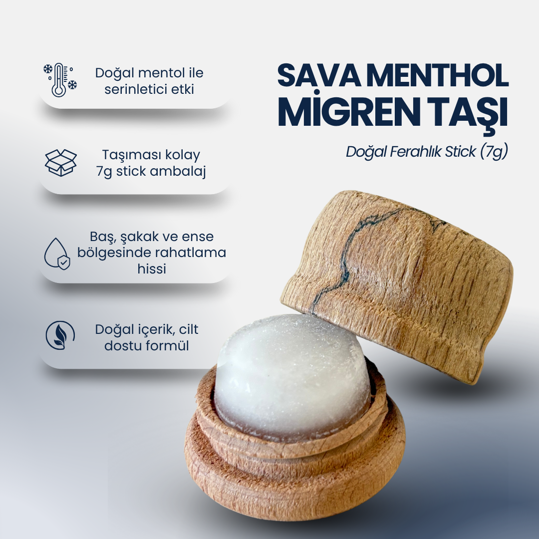 Migren ve Baş Ağrısı İçin Doğal Ferahlık Stick – Sava Mentol Migren Taşı (7g)