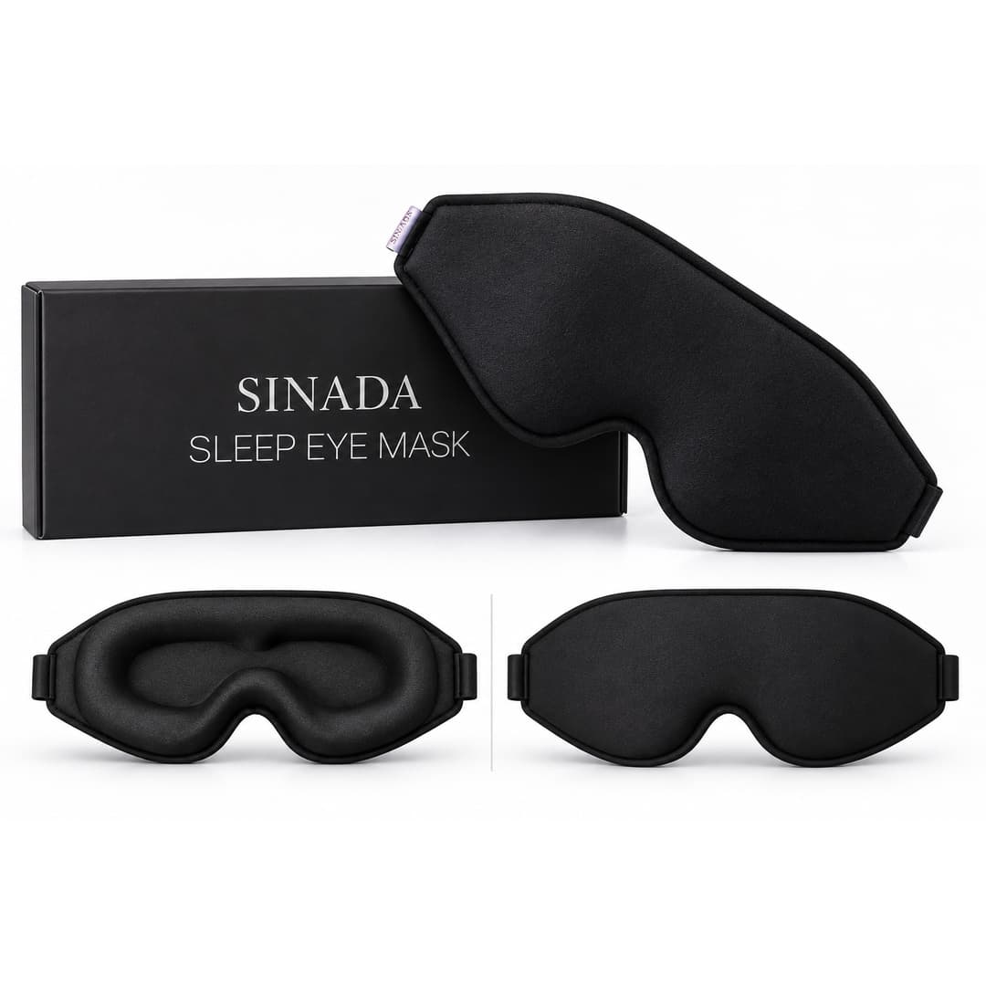 Sinada Premium 3D Uyku Göz Maskesi Köpük Uyku Bandı - Siyah