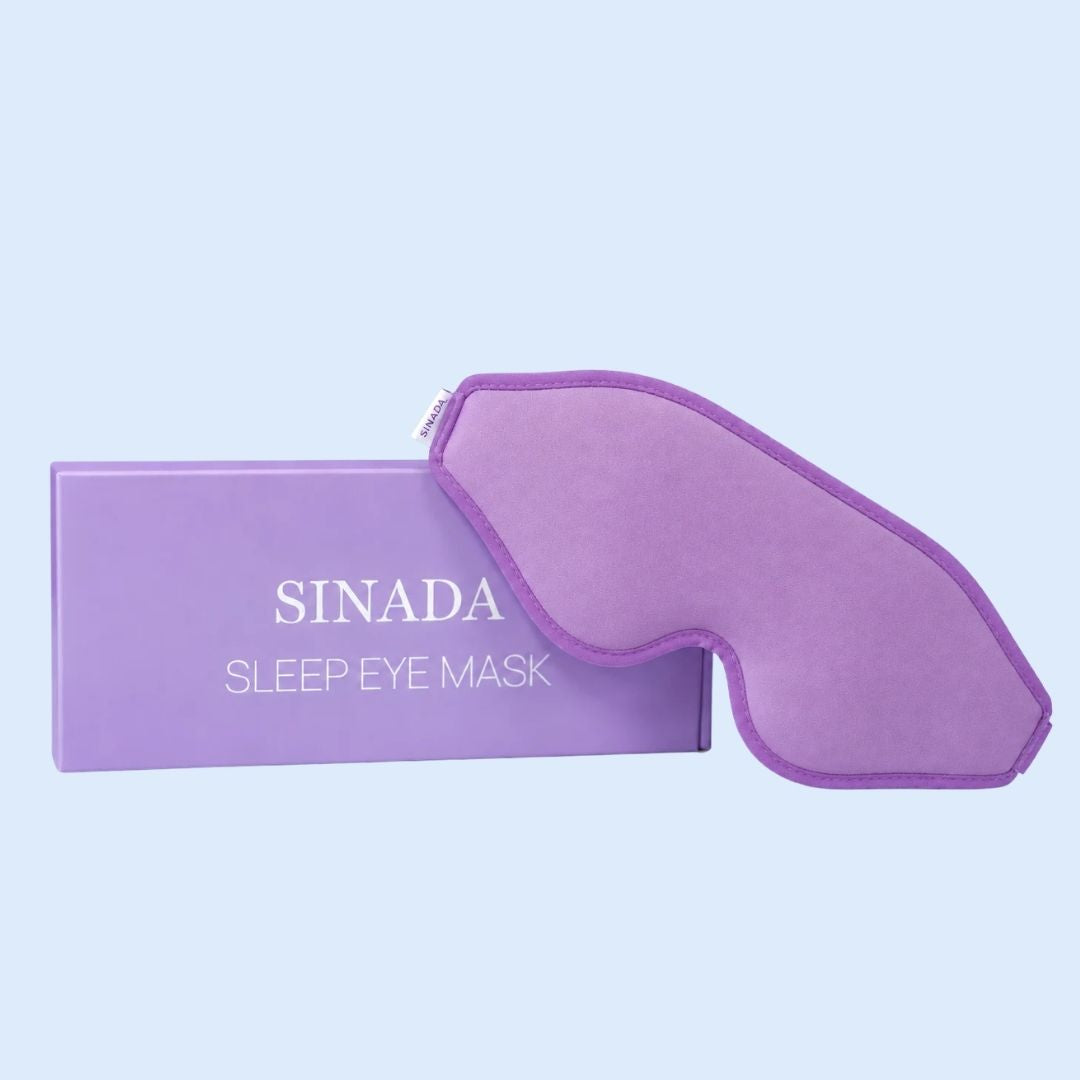 Sinada Premium 3D Uyku Göz Maskesi Köpük Uyku Bandı - Lila