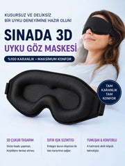 Sinada Premium 3D Uyku Göz Maskesi Köpük Uyku Bandı - Siyah